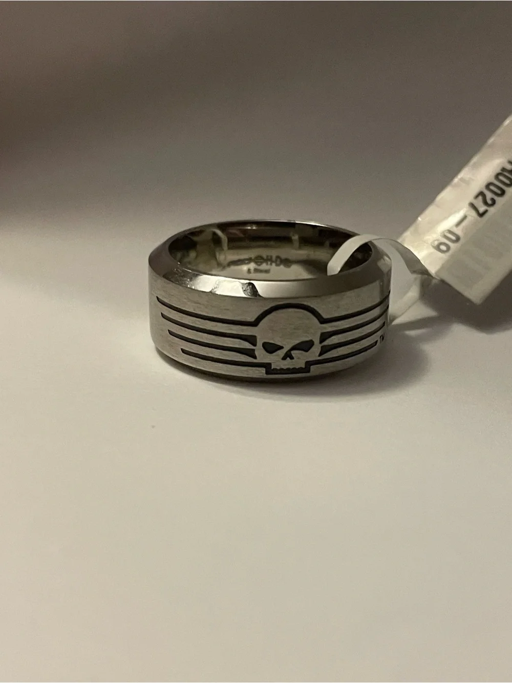 Harley-Davidson Brushed Silver Skull Stripe Band